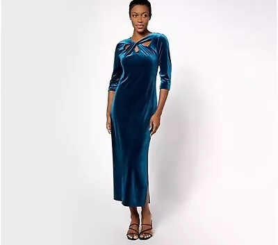 Attitudes By Renee Regular Knit Velvet Maxi Dress-Peacock-XL A623421 NEW • $19.99