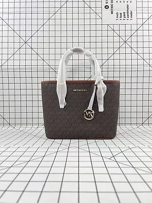 Michael Kors Jet Set Travel Xs Small Tote Crossbody Signature MK Logo Bag Brown • $119