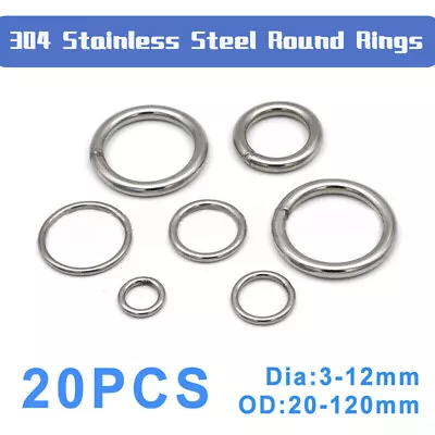 20x Heavy Duty Solid Metal O Ring Welded Circle 304 Stainless Steel Round Rings • $25.96