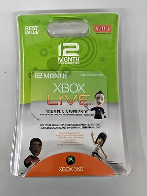 Xbox Live 12 Month Gold Subscription Card (Factory Sealed) • $65