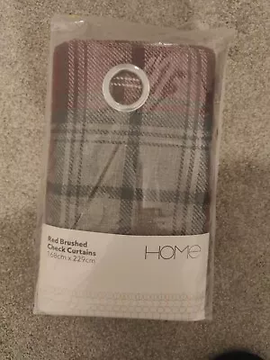 Home Brand Red Brushed Check Curtains 168cm X 229cm • £10