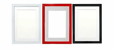 Black Or White Gloss Picture Frames With Quality Black White And Ivory Mounts A4 • £7.12