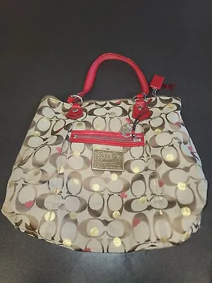 Coach Poppy  Valentines Day Hearts Tote Purse Used • $60