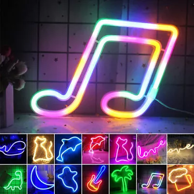 £8.99 • Buy USB/Battery Neon Sign Light LED Wall Lamp Night Lights Hanging Bedroom Decor UK