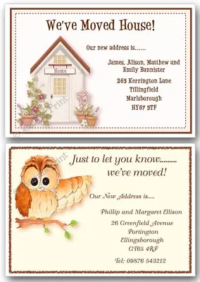 Personalised Change Of Address New Home House Moving Cards X 10 Owl Cottage • £3.85