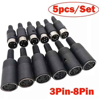 5PCS 3/4/5/6/7/8 Pin DIN Male Female Plug Socket Jack Solder Connector • $7.99