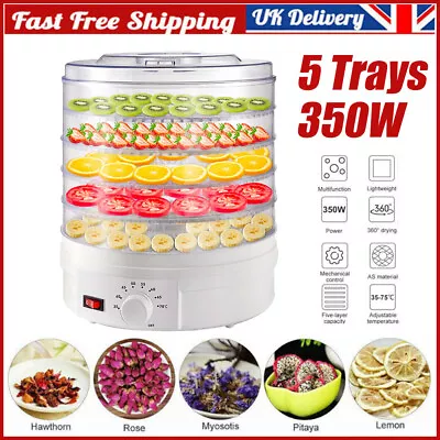 350W Food Dehydrator Drying Machine Fruit Beef Jerky Preserver 5 Trays 2024 UK • £16.96