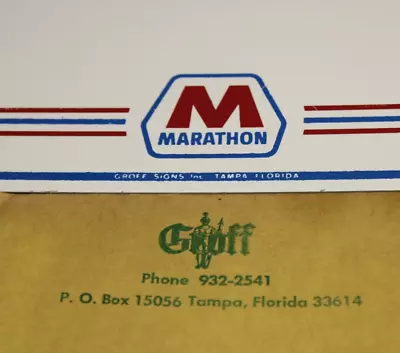 NEAR MINT In ORIGINAL ENVELOPE 1960s Era MARATHON OIL Old Tin License Plate Sign • $44