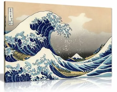 Katsushika Hokusai The Great Wave Off Kanagawa Canvas Wall Art Picture Print • £34.99