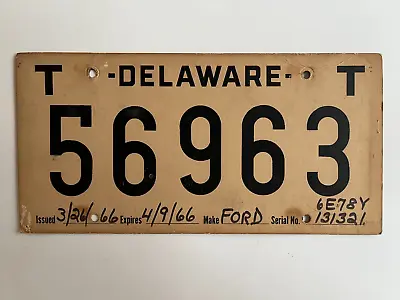 1966 Delaware License Plate Temporary Paper/Cardboard • $10.99