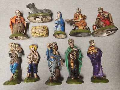 Vintage Rare 12 Piece Atlantic Mold Hand Painted Nativity Set Nice Condition • $20.80