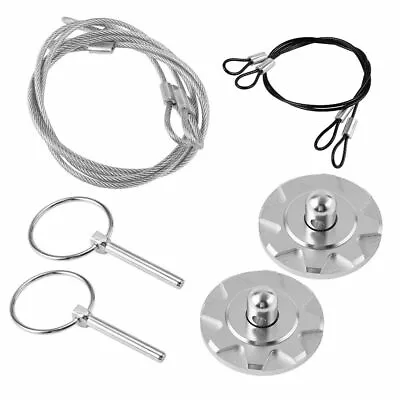 Racing Car SUV Vehicle Round Bonnet Aluminum Alloy Cable Hood Pin Lock Kit • $29.44