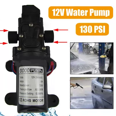 12V Self Priming Sprayer 130PSI Electric Water Pump For RV Camper Marine Boat  • $14.99