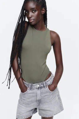 £17.99 • Buy ZARA Khaki Halter Neck Bodysuit - Size UK S. 5039/371. Colour Sold Out. New.