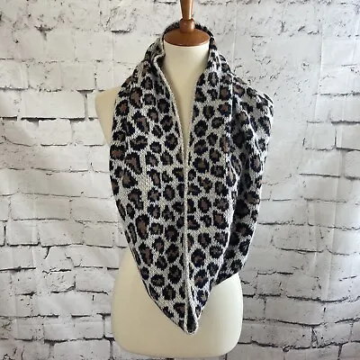 Coach Scarf Infinity Leopard Print Knit Winter Fall Angora Rabbit Blend New • £57.72