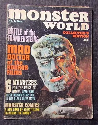 1964 MONSTER WORLD Magazine #1 GD 1.8 Warren Horror WALLY WOOD Frankenstein • $9.25