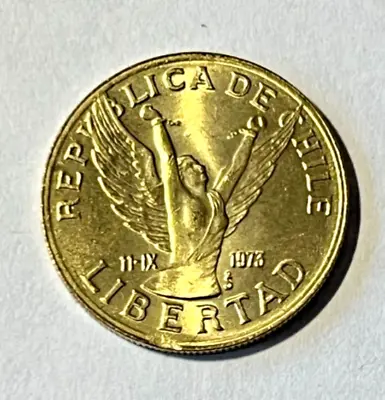 1990 Chile Coin 10 Pesos  Chilena  Female Angel Wearing Broken Shackles Chains • $3.99