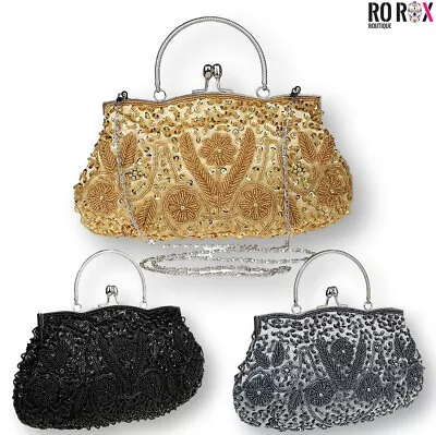 £19.35 • Buy Ro Rox Vintage Handbag Retro Beaded Sequin Bag Evening Flapper 1920s 1950s Party