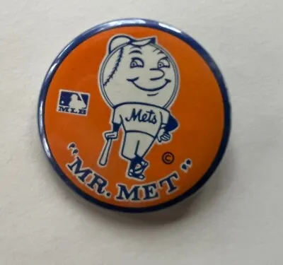 Vintage NY Mets Button With Mr Met Original Nice 1 3/4” Excellent  Condition • $7.50