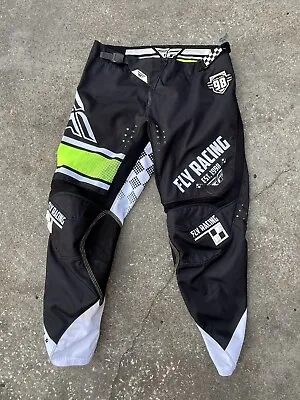 Fly Racing Motocross Dirt Bike Motorcycle Race Pants Size 34 Black Neon Green • $50