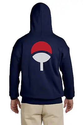 Uchiha Naruto Anime Clan Symbol Mens Navy Blue Hoodie Sweater Jacket • $38