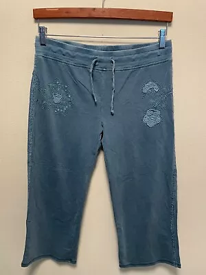 Vintage Vertigo Womens Track Pants Small? Blue Floral Embroidered Cropped Y2K • $26.89