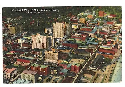 Charlotte Postcard NC Aerial View Business Section Vintage 1946 North Carolina • £5.64