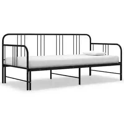 Modern Daybed Pull-out Sofa Bed Frame Black Metal 90x200 Cm • £261.99