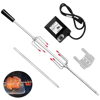 Stainless Steel 4W Rotisserie Kit Barbecue BBQ Grill Set Roaster Spit Rod Motor • $56.99