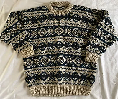 Vintage Heavy Wool Sweater Made In Nepal Rim Clothing Large Aran • $70