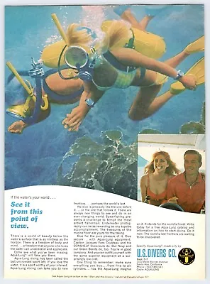 1967 SCUBA DIVING COUPLE U.S. DIVERS CO Vintage 8 X10.5  Magazine Ad 1960's SAL7 • $5