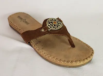 MINNETONKA Womens Shoes Thong Flip Flop Brown Leather 70704 Size 8 • $13.95