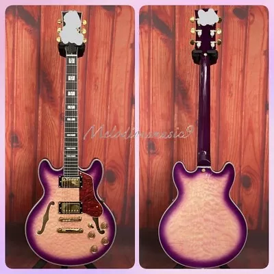 Custom Purple Quilted Maple Top Semi-Hollow Body Electric Guitar Black Fretboard • $285