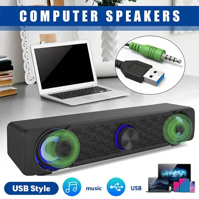 USB Wired Computer Speaker Bass Stereo Subwoofer For PC Laptop Notebook Deskto • £15