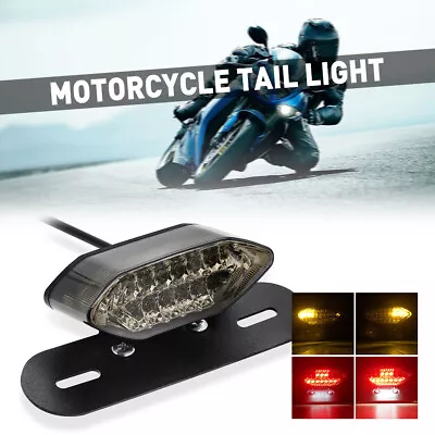 Universal Motorcycle LED Turn Signals Brake Integrated License Plate Tail Light • $12.34