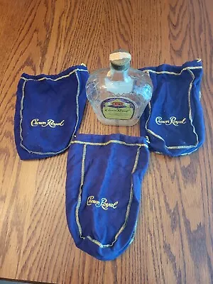 1975 Vintage Seagrams Crown Royal Bottle And 3 Purple Bags! • $10