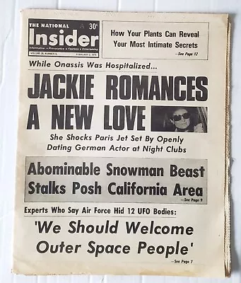 National Insider Feb 2 1975 Gossip Tabloid Abominable Snowman UFO Bodies • $7.26