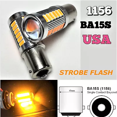Strobe Rear Signal 1156 BA15S 33SMD 180° LED Projector Amber Bulb K1 A K • $16.50