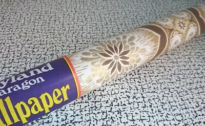 £25 • Buy 60s 70s Vintage Retro Brown Geometric Flower Wallpaper Roll Boho MCM Mid Century