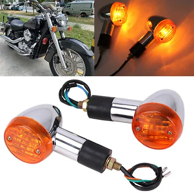 Pair Amber Turn Signal Lights For Kawasaki Vulcan VN 500 Suzuki Boulevard Shadow • $14.05