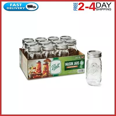 Regular Mouth 16oz Pint Mason Jars With Lids & Bands 12 Count • $13.40