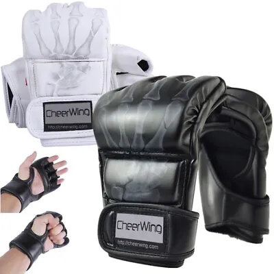 Leather Sparring Grappling Training Boxing Gloves MMA UFC Punch Ultimate Mitts • $14.98