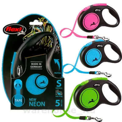 £15.49 • Buy Flexi Neon Reflective Cord Or Tape Retractable Dog Leads 3 & 5M - New 2021