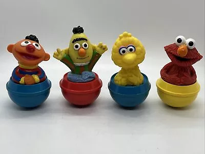 4 Sesame St VTG  Weeble Wobble Weighted Bottom Toys Elmo Bert Ernie Bird Bird • $22.50