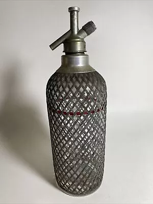 Vintage Seltzer Syphon Bottle Wire Mesh Bar Glass Water Bottle Czechoslovakia • $49