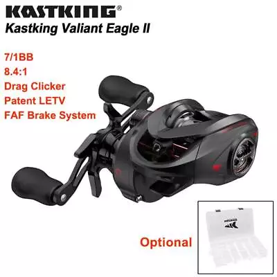 KastKing Black Valiant Eagle II Baitcasting Reel BFS 7BB+1RB 8.4:1 Fishing Reel • £150.63