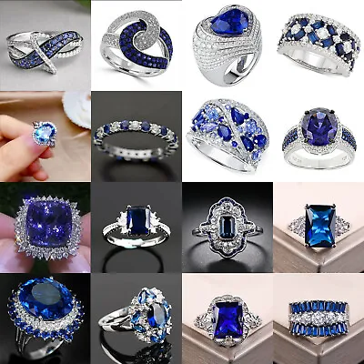 $3.37 • Buy Fashion Women 925 Silver Jewelry Rings Cubic Zirconia Wedding Party Ring Sz 6-10