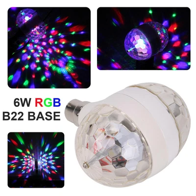 £7.16 • Buy B22 6W LED Dual Crystal Ball Rotating Disco DJ Party KTV Stage Light Bulb Hot