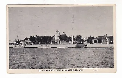 1944 Manitowoc Wisconsin Coast Guard Station Boats Vintage Postcard Wi Old ! • $14.99