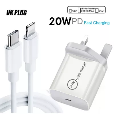 UK Plug USB-C Type C Fast Wall Charger Adapter PD 20W For IPad IPhone 12 Pro Max • £10.99